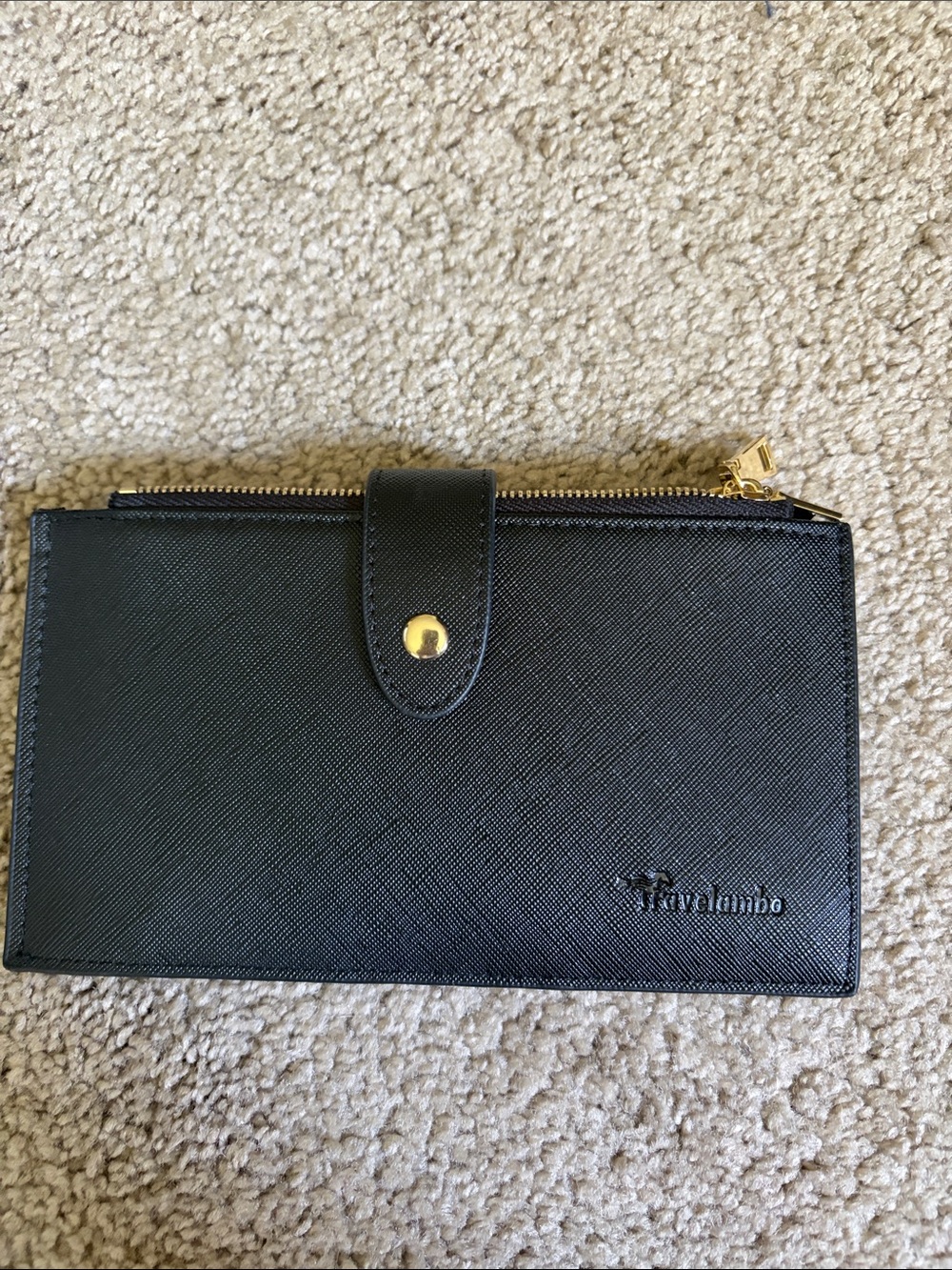 Black Travelambo Leather Travel Wallet